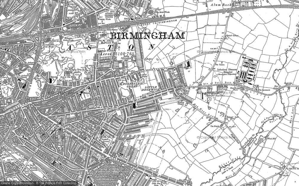 OLD ORDNANCE SURVEY MAP BIRMINGHAM EAST 1888 BORDESLEY GREEN SALTLEY 