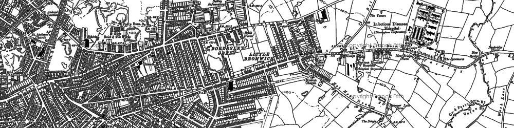 Old map of Bordesley Green in 1886