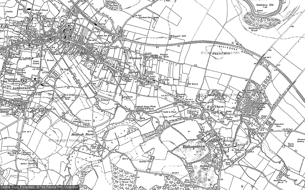 Old Map of Historic Map covering Bishopstrow Ho (Hotel) in 1899