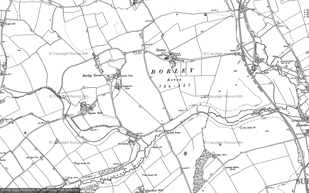 Old Map of Historic Map covering Borley Green in 1902