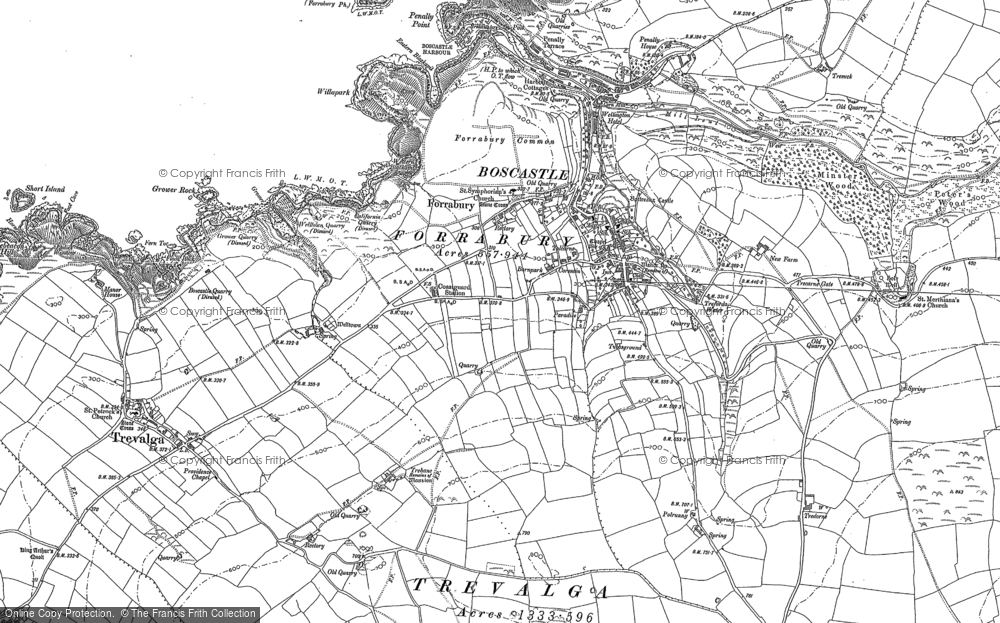 Old Map of Boscastle, 1905 in 1905