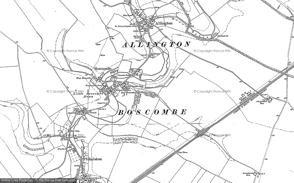 Old Map of Historic Map covering Boscombe Down Airfield in 1923
