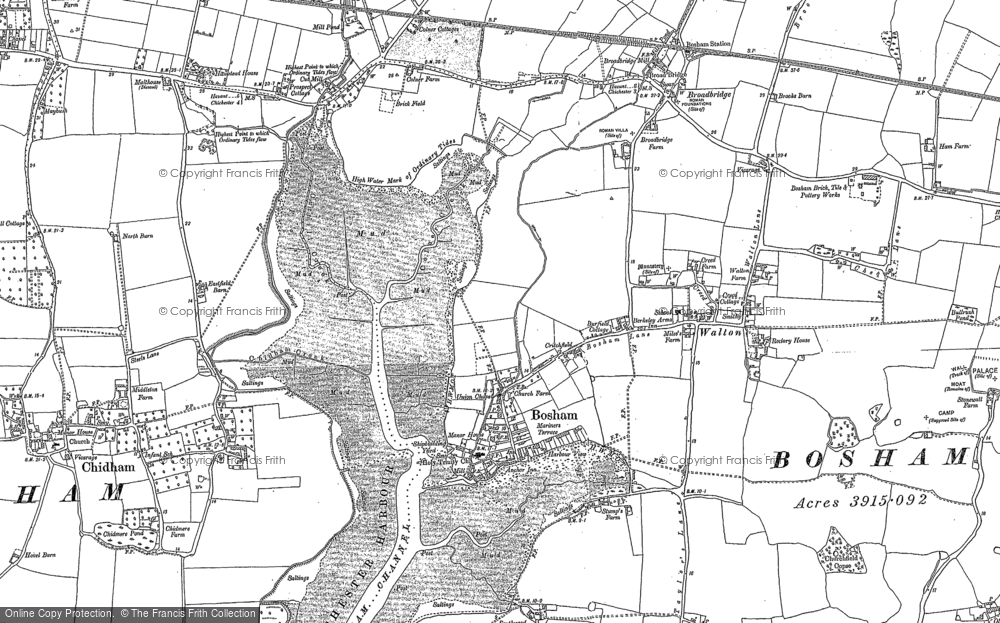 Old Map of Historic Map covering Bosham Sta in 1873