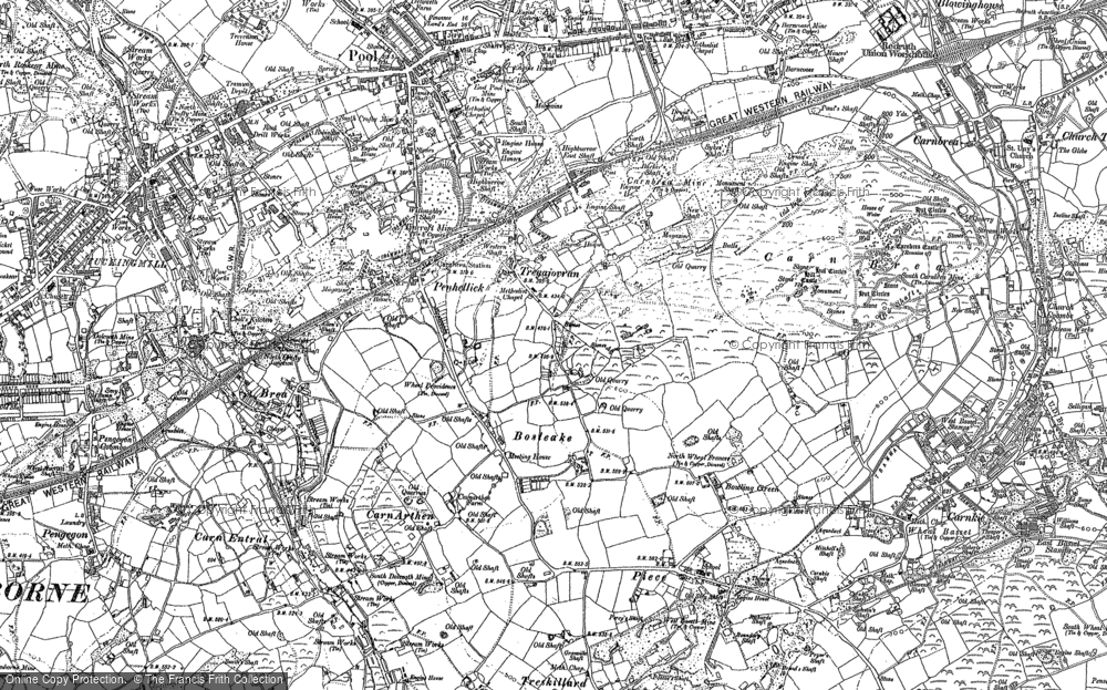 Old Map of Historic Map covering Penhallick in 1878