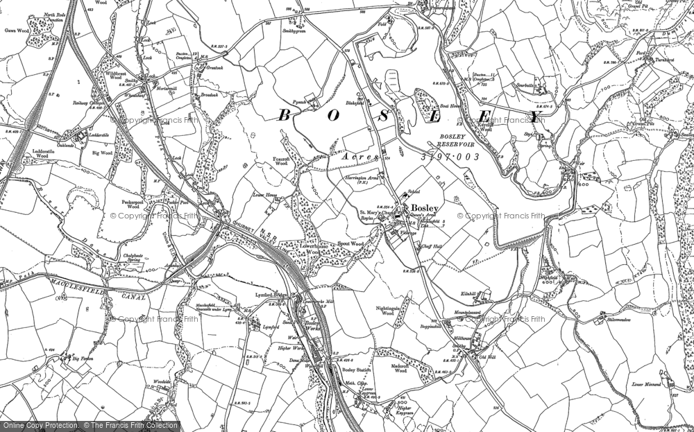Old Map of Historic Map covering Bosley Locks in 1897