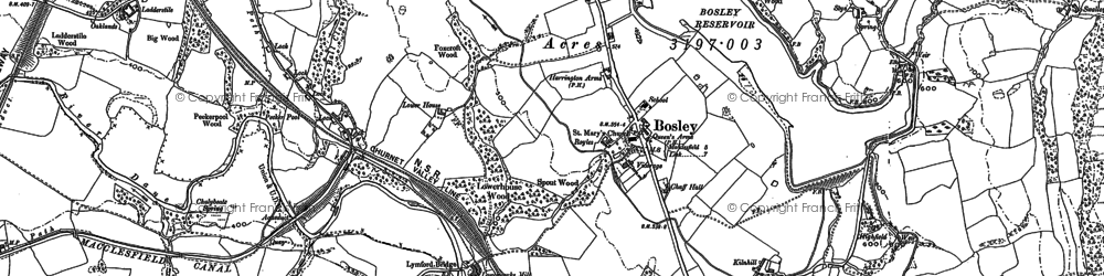 Old map of Bosley Reservoir in 1897