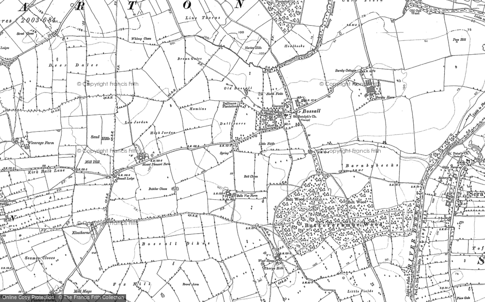 Old Map of Historic Map covering Brough Plantn in 1891