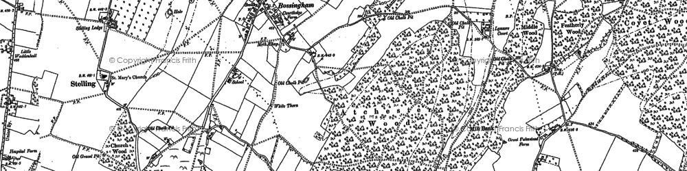 Old map of Bossingham in 1895