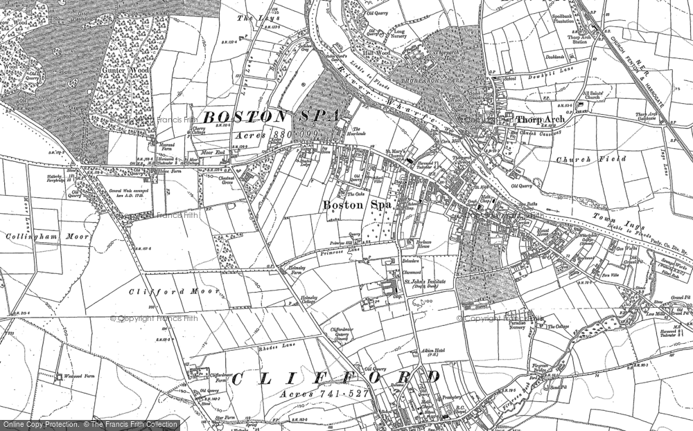 Old Map of Historic Map covering Wetherby Grange in 1891