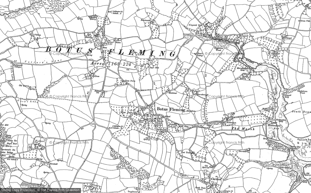 Old Map of Historic Map covering Moditonham Quay in 1865