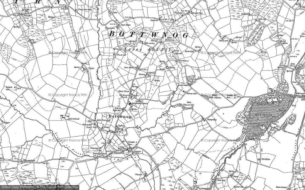 Old Map of Historic Map covering Bodnithoedd in 1888