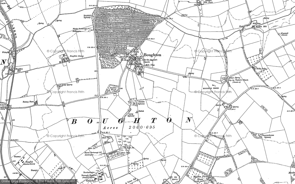 Old Map of Historic Map covering Boughton Grange in 1884
