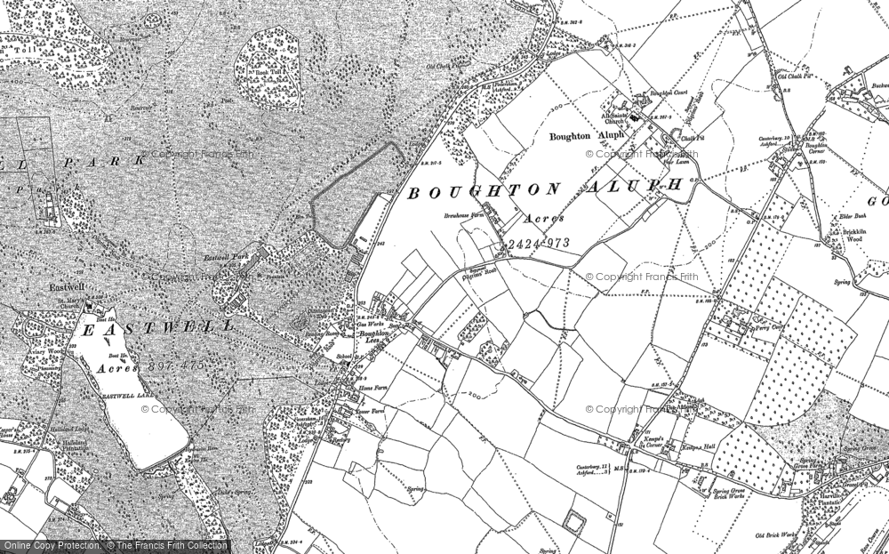 Old Map of Boughton Lees, 1896 in 1896