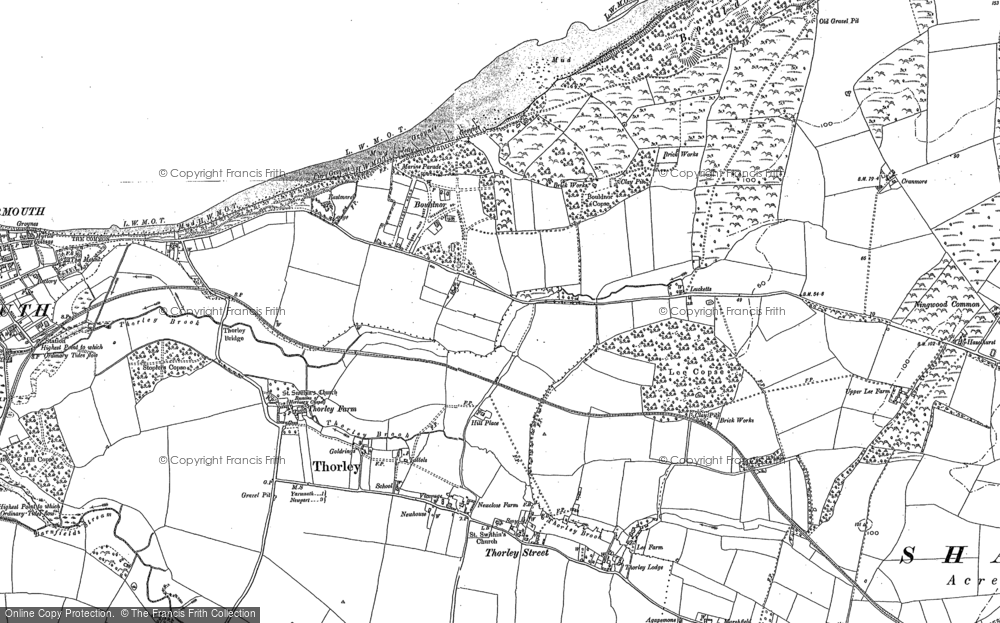 Old Map of Bouldnor, 1896 - 1907 in 1896