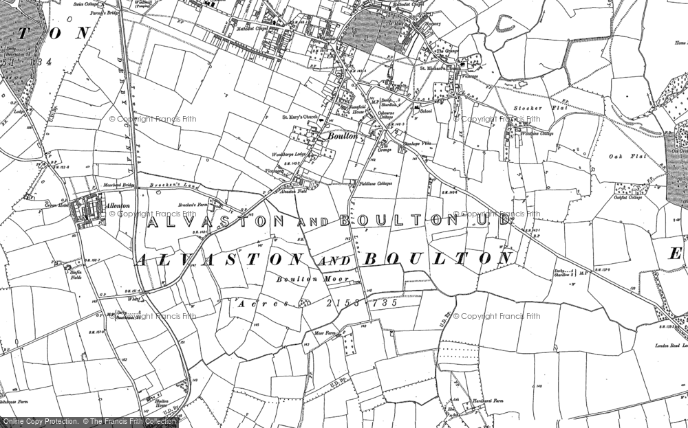 Old Map of Boulton Moor, 1881 - 1899 in 1881