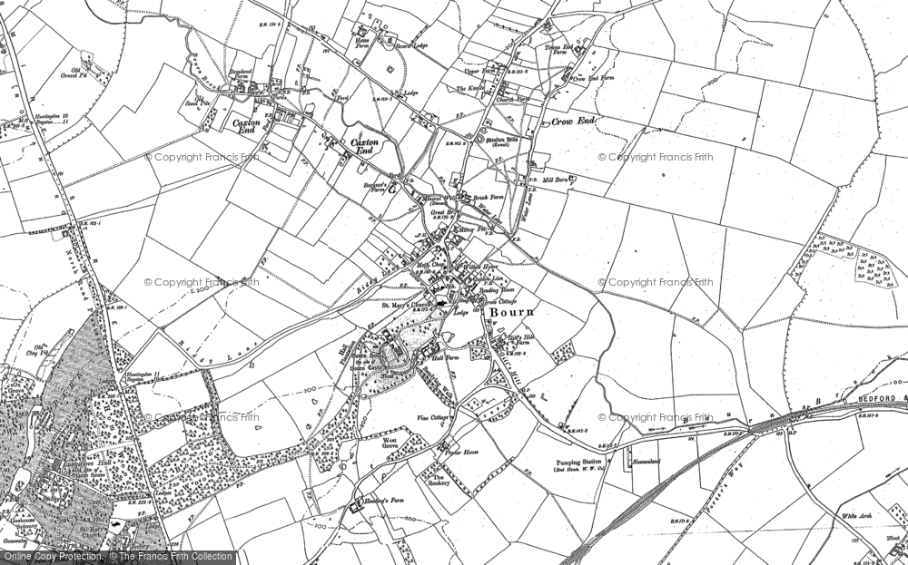 Old Map of Historic Map covering Bourn Lodge in 1886
