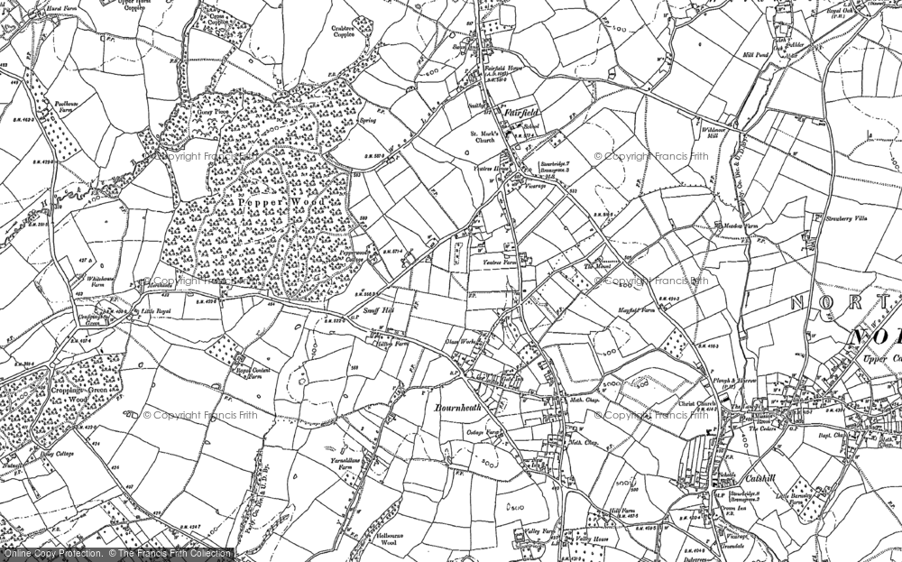 Old Map of Bournheath, 1883 in 1883