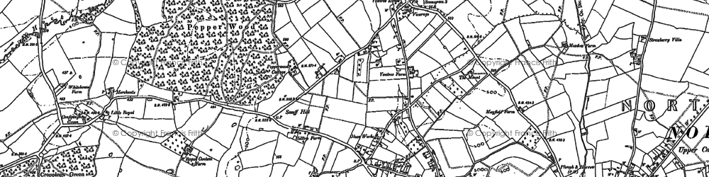 Old map of Bournheath in 1883