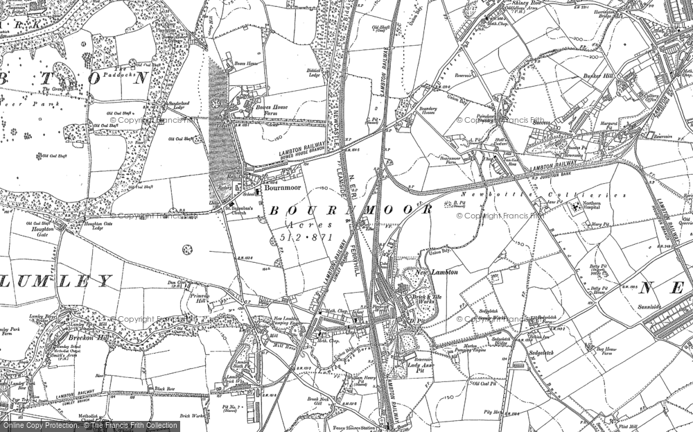 Old Map of Historic Map covering Bowes Ho in 1895