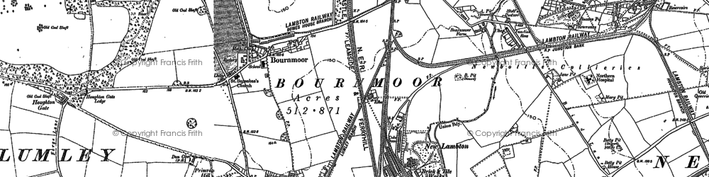 Old map of Bournmoor in 1895