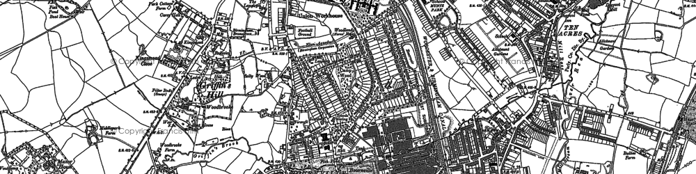 Old map of Bournville in 1882