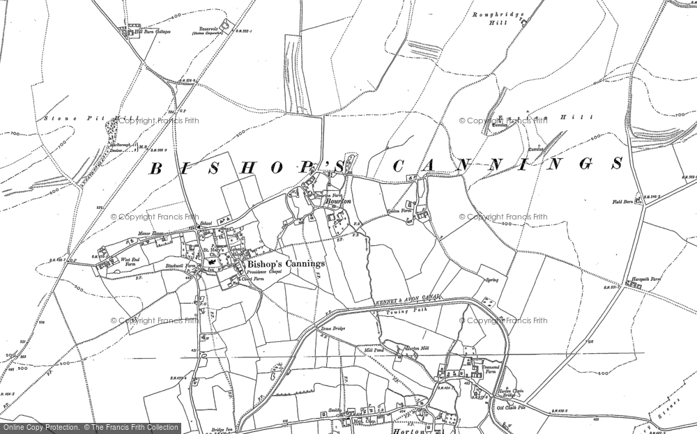 Old Map of Historic Map covering Bishop's Canning Down in 1899
