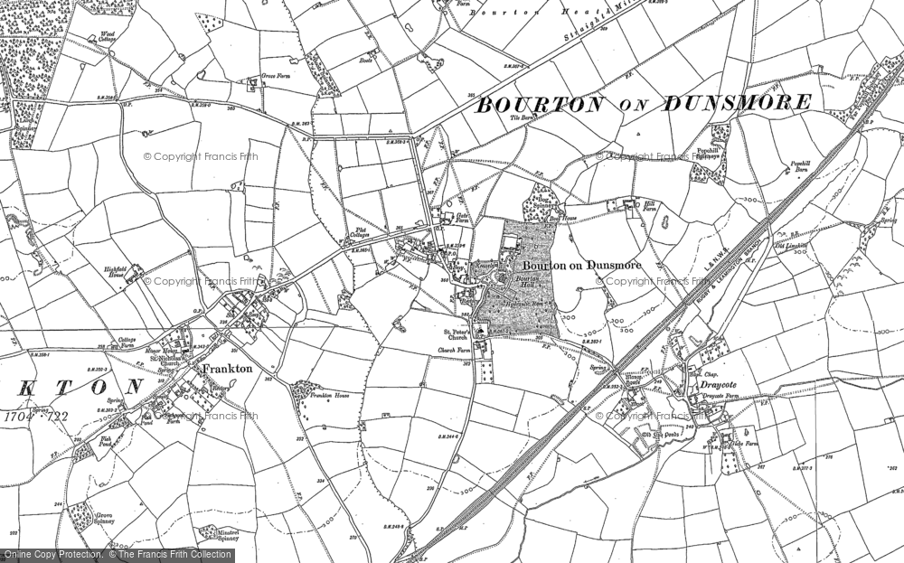 Old Map of Bourton on Dunsmore, 1885 - 1904 in 1885