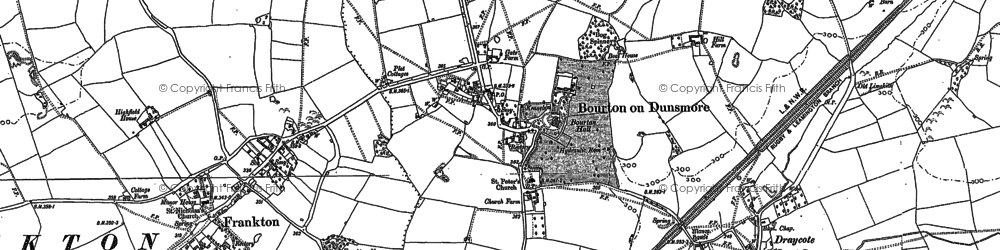 Old map of Bourton on Dunsmore in 1885