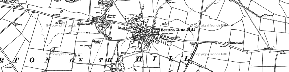 Old map of Bourton Downs in 1883
