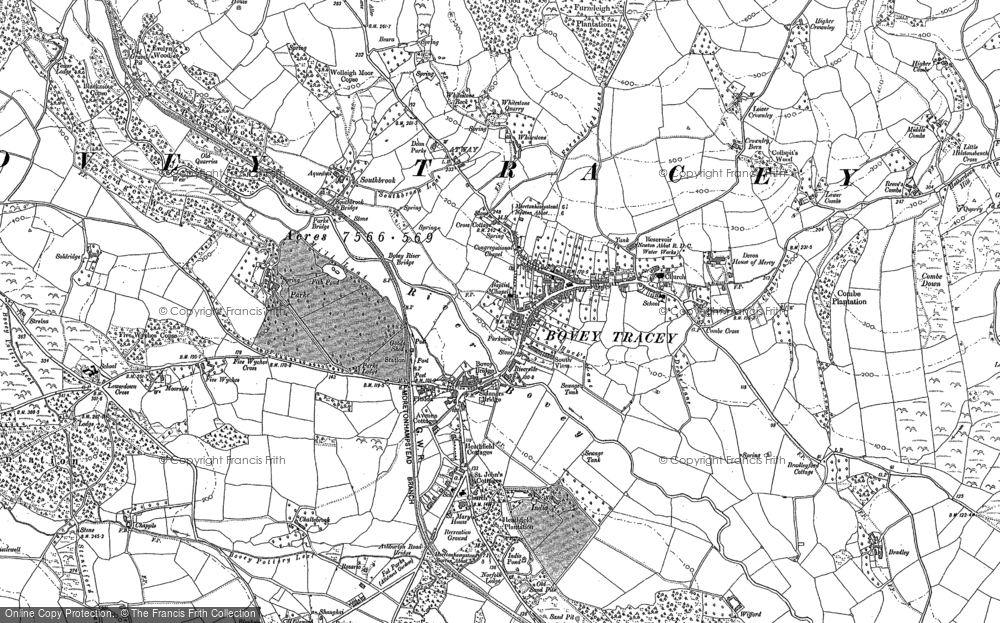 Old Map of Bovey Tracey, 1887 in 1887