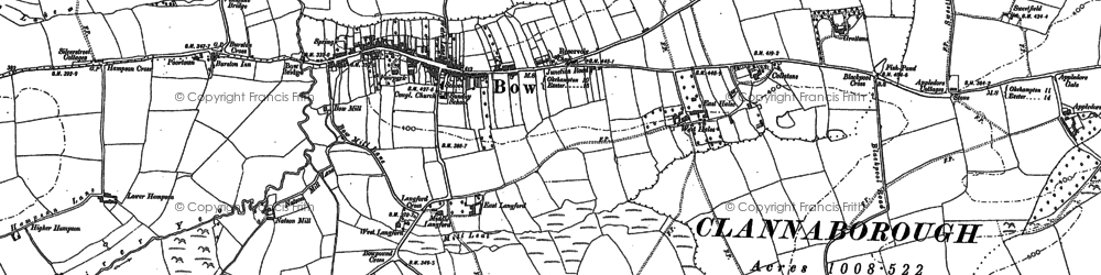 Old map of Broadnymett Moor in 1886