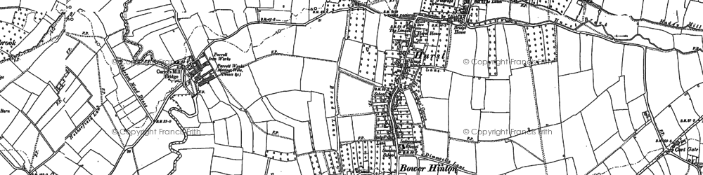 Old map of Bower Hinton in 1886
