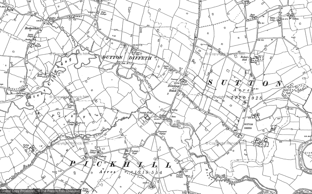 Old Map of Historic Map covering Sutton Green in 1909