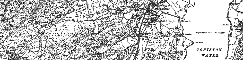 Old map of Bowmanstead in 1912