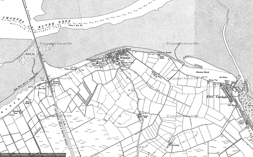 Old Map of Historic Map covering Bowness Hall in 1899
