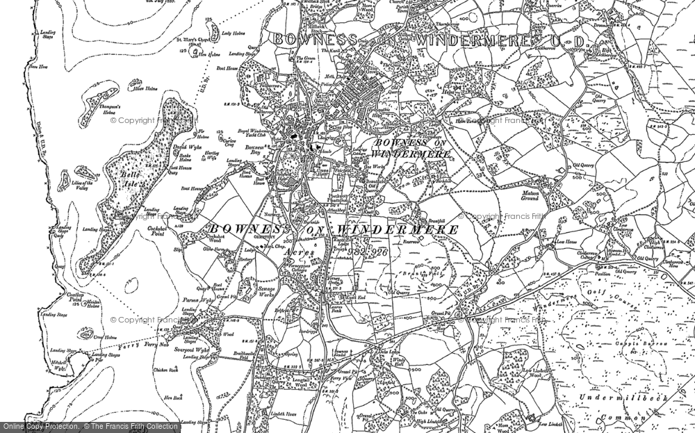 Old Map of Historic Map covering Brant Fell in 1912