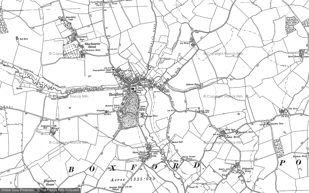 Old Map of Historic Map covering Hagmore Green in 1885
