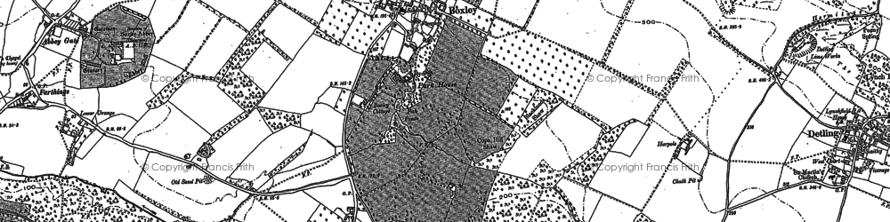 Old map of Boxley Abbey in 1895