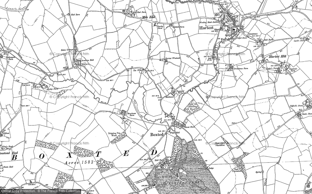 Old Map of Boxted, 1884 in 1884