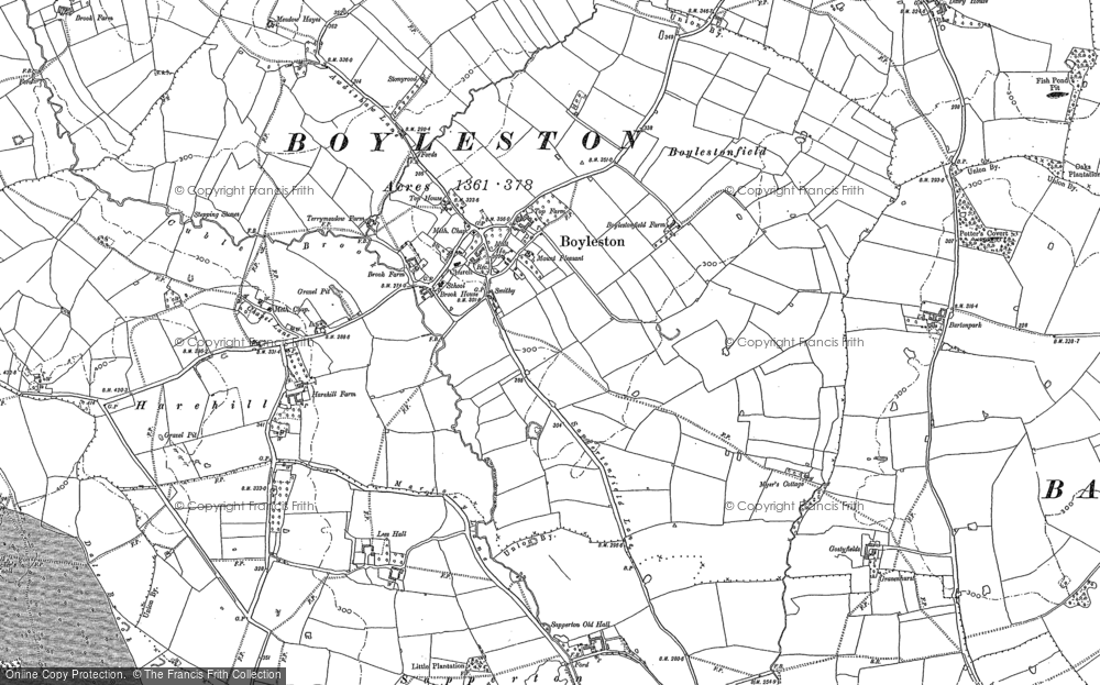 Old Map of Boylestone, 1880 in 1880