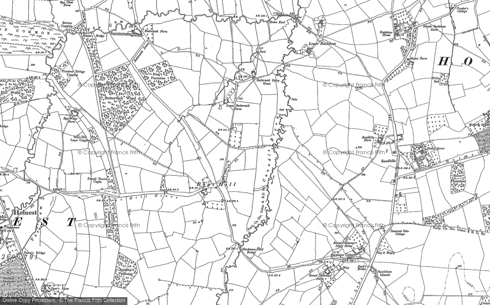 Old Map of Historic Map covering Blackmore Ford Br in 1886
