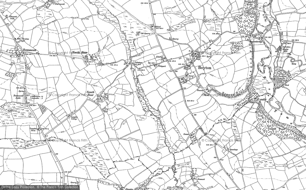 Old Map of Historic Map covering Bradridge in 1883