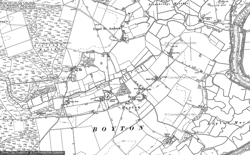 Old Map of Historic Map covering Boyton Marshes in 1902