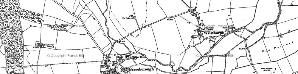 Old map of Braceborough in 1886