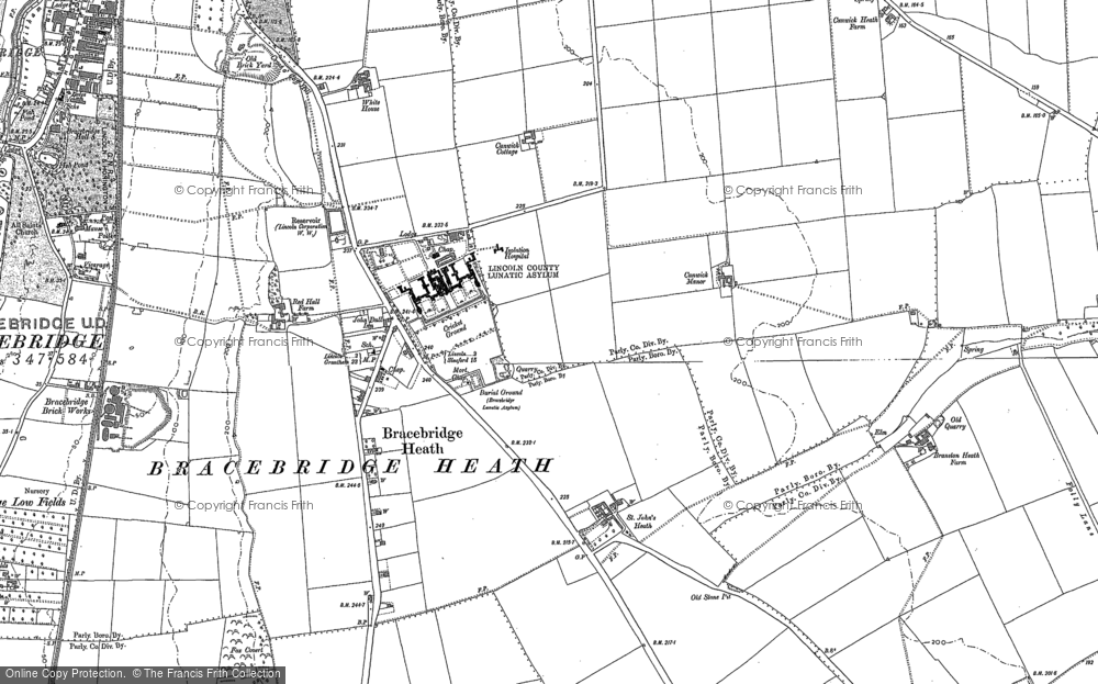 Old Map of Bracebridge Heath, 1886 - 1887 in 1886