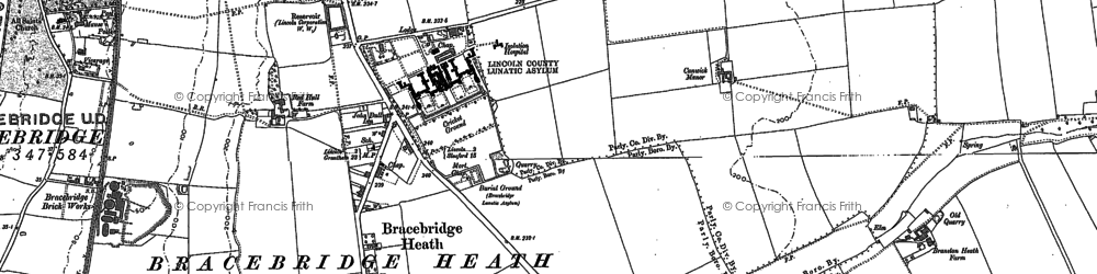 Old map of Bracebridge Heath in 1886