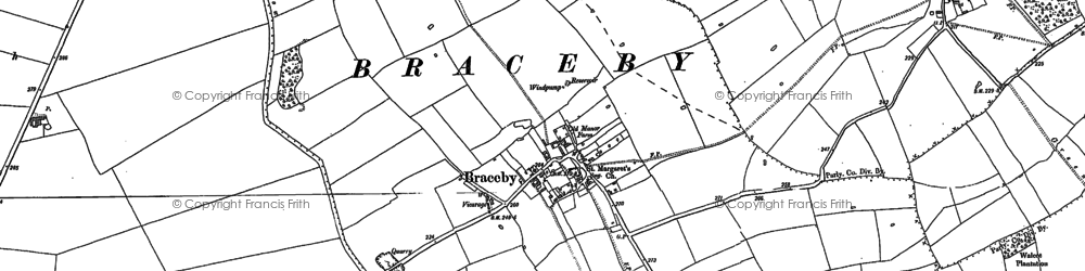 Old map of Braceby in 1886