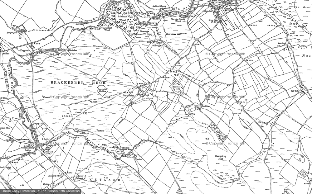 Old Map of Historic Map covering Brackenber Moor in 1897