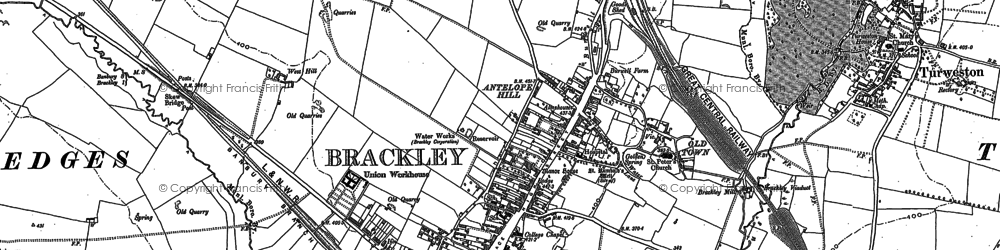 Old map of Brackley in 1883