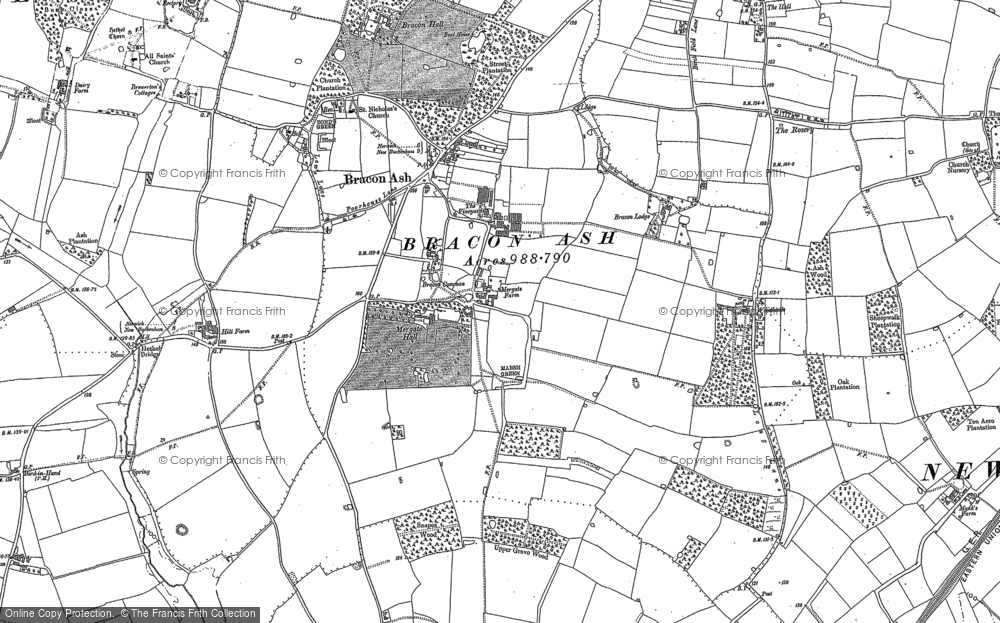 Old Map of Bracon Ash, 1881 - 1882 in 1881